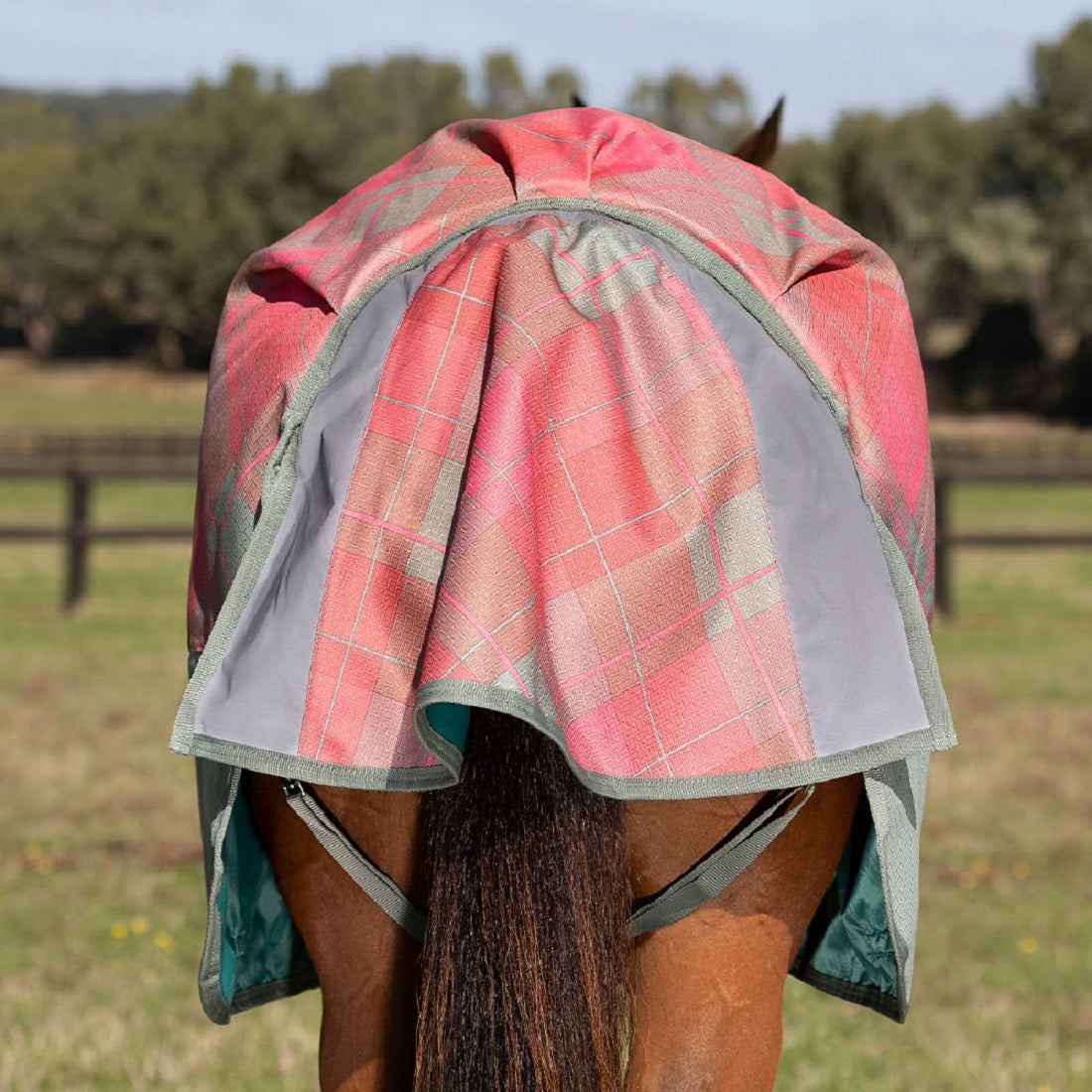 Weatherbeeta ComFiTec Prmier Free II Detach-A-Neck Medium - Pink/Rose/Plaid