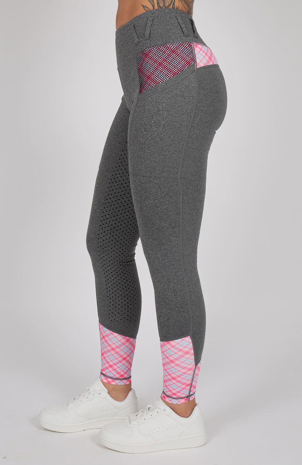Bare Equestrian Youth Performance Riding Tights - Grey Roseberry