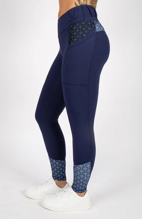 Bare Equestrian Youth Performance Riding Tights - Navy Nomad