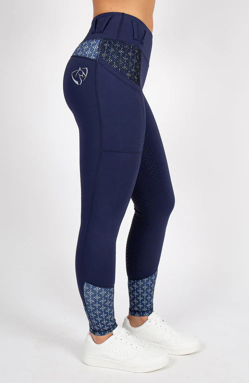 Bare Equestrian Youth Performance Riding Tights - Navy Nomad