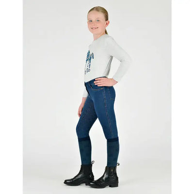 Dublin Kids Shona Denim Full Seat Breeches - Light Blue Denim