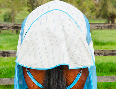 Weatherbeeta Breeze Combo Scrunch Neck II Summer Cover - White/Blue /Lemon