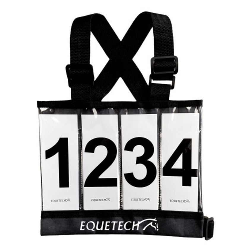 Equetech Black Teen Eventing Cross Country Number Bib and Numbers