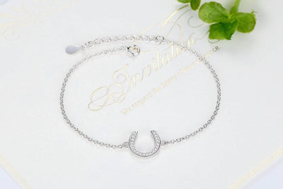 Sterling Silver Bracelet with Crystal Horseshoe Charm