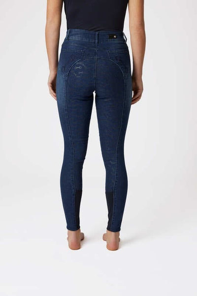 Horze Kaia Denim Silicone Full Seat Breeches with Crystals