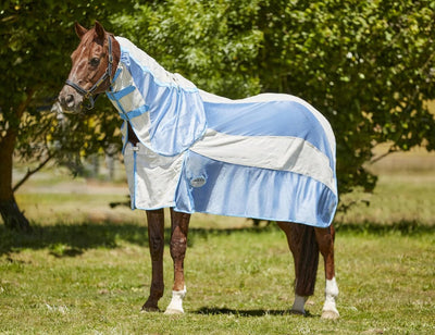 Weatherbeeta Breeze Combo Scrunch Neck II Summer Cover - White/Blue /Lemon